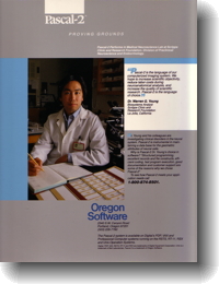 Advertisement for Oregon Software Pascal-2 in 1984